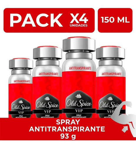 Pack X4 Old Spice Vip Spray Antitranspirante 150ml