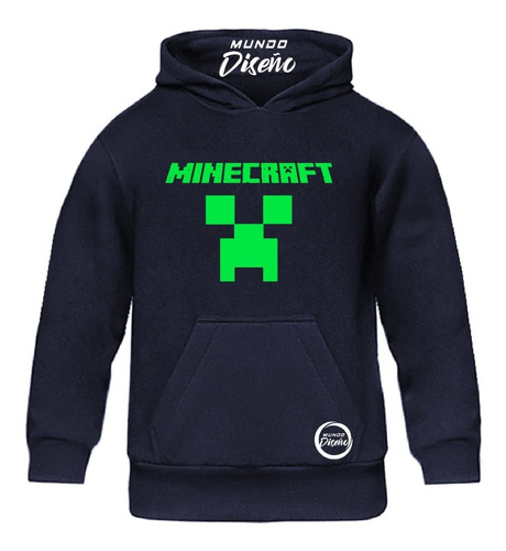 Poleron De Niño Cerrado Con Capucha Minecraft Clásico