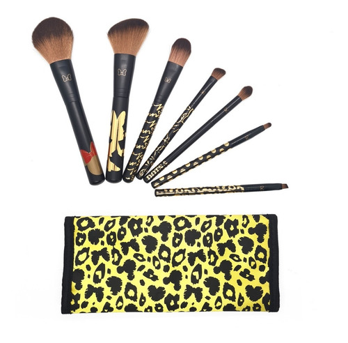 Imagem 2 de 6 de Jogo De 7 Pincel Maquiagem Minnie Mouse Preto - Brs-1812 -