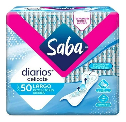 Protectores Diarios Saba Delicate Largo 50 Pzas