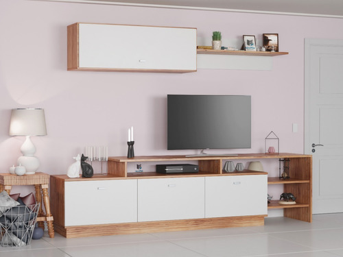 Imagen 4 de 9 de Mesa Tv 1.80 Mueble Rack Moderno Melamina Modular