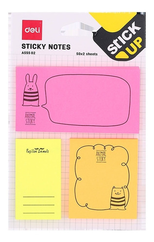 Notas Adhesivas Deli Sticky Notes 50 Unidades Animal Story