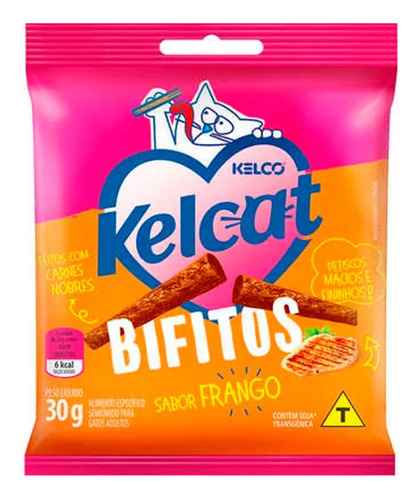 Biscoito Para Gatos Kelcat Bifitos Sabor Frango 30g