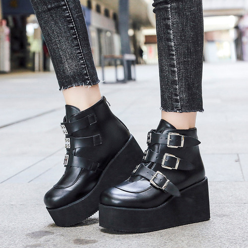 Botas De Plataforma Con Cuñas Y Tacones Altos Para Mujer Bot