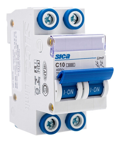 Imagen 4 de 6 de Llave Térmica Sica - Bipolar 10a - Capacidad 3000a - Iram
