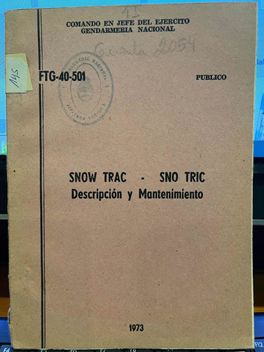 Reglamento Ejército Vehículos Nieve Snow Trac Sno Tric