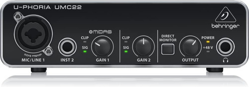 Imagen 3 de 5 de Placa De Audio Behringer Umc22 Interfaz Usb 48v