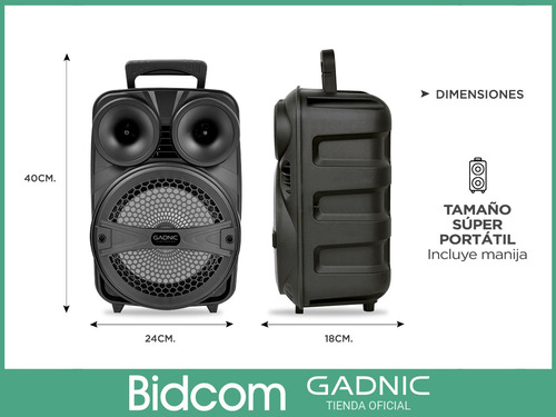 Parlante Portatil Bluetooth Gadnic Karaoke Luz Mic Usb Mp3
