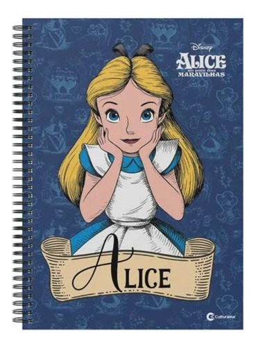 Caderno Colegial 80fls Alice No Pais Das Maravilhas Disney 