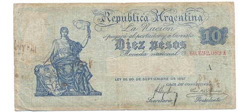 Billete 10 Pesos Caja De Conversión Bottero 1617 Monedasale