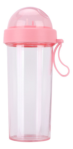 Botella De Agua Portátil De 600 Ml Con Dos Pajitas, Bebida D