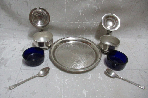 Set Salero Pimentero Bandeja Elkington Plate England (15529) Plateado (Usado)