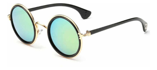 Óculos De Sol Redondo Unissex Moderno Com Proteção Uv400 Cor Esmeralda (degradê) Cor Da Armação Dourado Cor Da Lente Esmeralda (degradê)