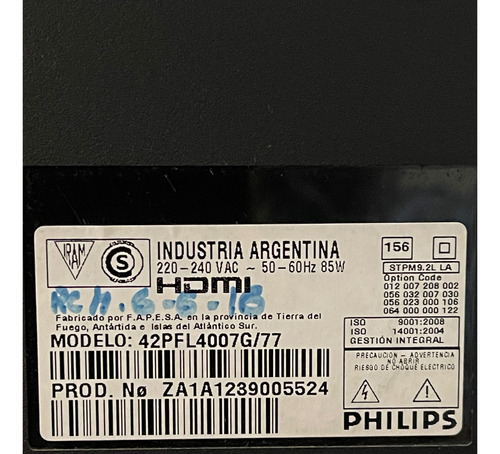 Tv Philips Smart Led 42 Modelo 42pfl4007g/77 Zona Lanus (Usado)