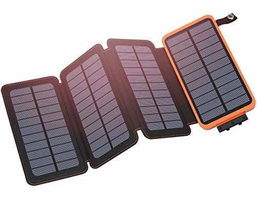 Powerbank Solar Portatil 25000mah Naranja Claro Hiluckey