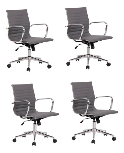 Conjunto 4 Cadeiras De Escritório Diretor Office Sevilha