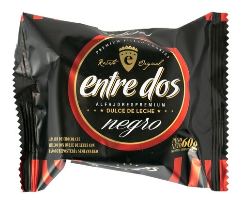 Alfajor Premium Entre Dos - Caja X12 Ud Chocolate Negro