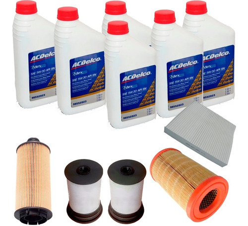 Imagem 2 de 6 de Kit Troca De Óleo Gm 5w30 Dexos 2 Nova S10 Diesel + Filtros