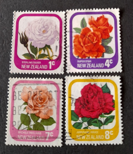 Sello Postal - Nueva Zelanda -  Flores - Rosas - 1975