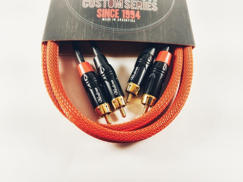 Imagen 6 de 9 de Cable Audio 1,5m 2 Rca Entelado Dorado Western Rcax2o15