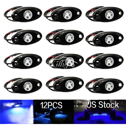 12pcs Azul Rock Luces Guardabarros Camiones Lámpara De 9w Le