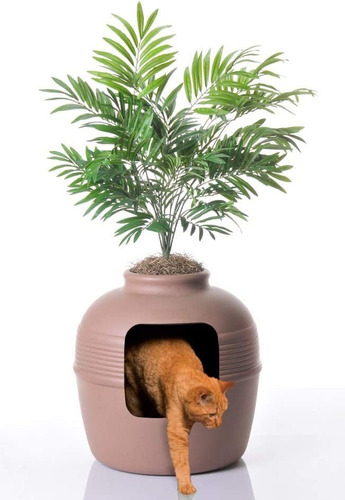 Imagen 1 de 6 de Arenero Para Gato Oculto Forma De Maceta - Good Pet Stuff 