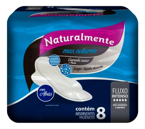Absorvente Naturalmente Max Noturno C/8u Com Abas (kit C/ 4)