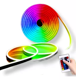 Cinta Tira Led Neon Flex Multicolor 5mt + Control Decoracion Color de la luz RGB