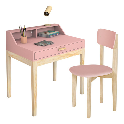 Conjunto Mesa Mesinha E Cadeira Teen Infantil Colorida Cor Rose