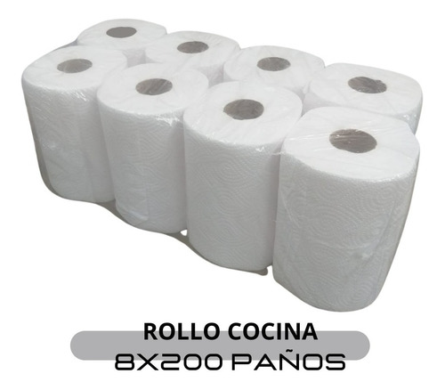 10 Bolsón Rollo De Cocina Premium 8 Rollo X 200 Paños Tissue