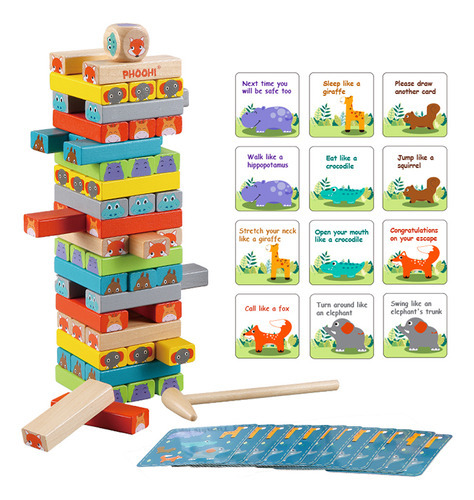 Jenga De Animalitos Phoohi Madera Ik0251