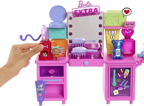 Imagem 6 de 9 de Barbie Extra 2021 Cabelo Azul Penteadeira C Luz Oriental
