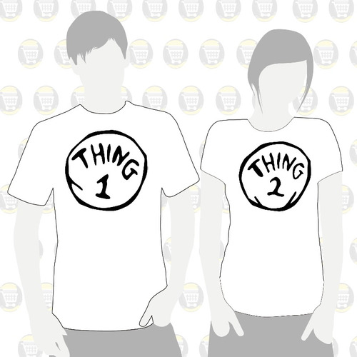 Camisetas Estampadas X2 Novios Parejas Amor Thing 1 Thing 2