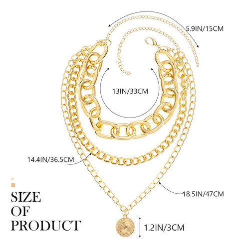 Cloace Gargantilla Gruesa, Collar Con Capas De Oro, Cadena D