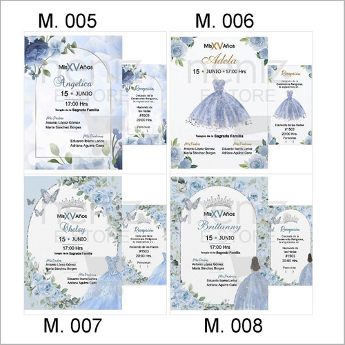 5 Invitaciones Azul Cielo+pases+sobrescelofán+sellos