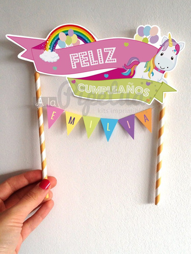 Topper Para Tortas De Unicornio Personalizados Adorno Torta