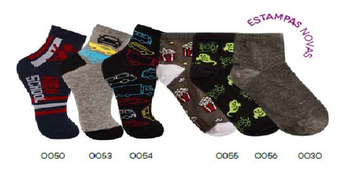 Imagem 2 de 6 de Kit C/12 Pares Meia Infantil Trifil Menino Sortida