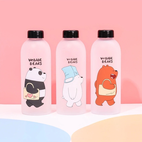 Imagen 5 de 8 de Termo Botella Contenedor De Agua Osos Tapa Con Popote 1 L