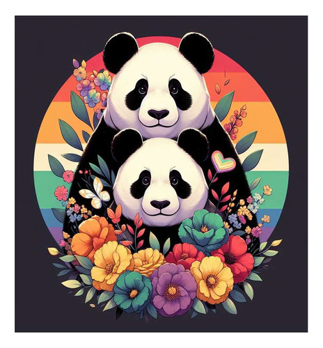 Vinilo 30x30cm Oso Panda Orgullo Gay Pride Flores Flag