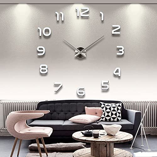 Reloj De Pared 3d Con Adhesivo (plateado) 