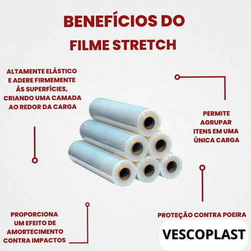 2 Rolos Bobina De Filme Stretch Transp 500 Mm X 25 Micra 5kg