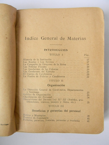 Manual Carabineros De Chile 1era Ed. 1935 Texto Estudio (Usado)
