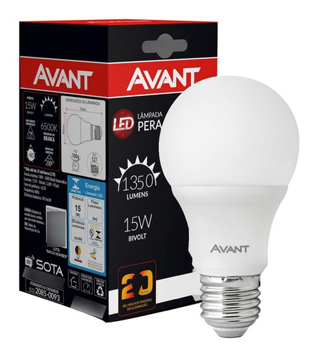 Kit 10 Lampada Led 15w E27 Inmetro Avant Bulbo Bivolt Modelo