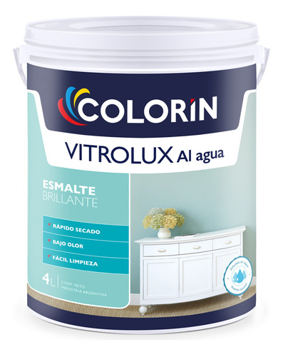 Esmalte Al Agua Colorin Vitrolux Brillante Satinado 4 Litros