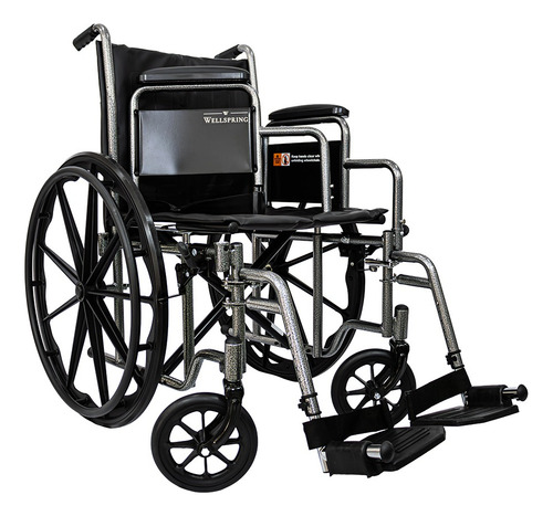 Silla De Ruedas De Acero Con Ruedas Sólidas Y Soporte Color Negro