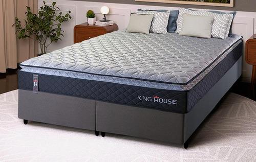 Conjunto Cama Box King Dakota Preto 193x203x57 Espuma D33