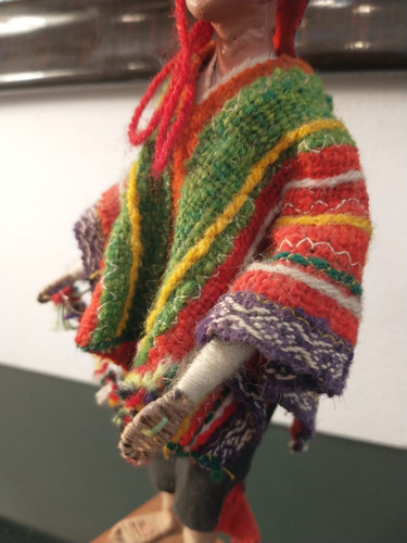 Imagen 4 de 6 de Antiguo Muñeco Coya De Alambre Hilo Y Cara De Papel Maché