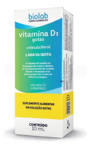 Vitamina D3 Colecalciferol 1.000 Ui Em Gotas Maça Verde 10ml