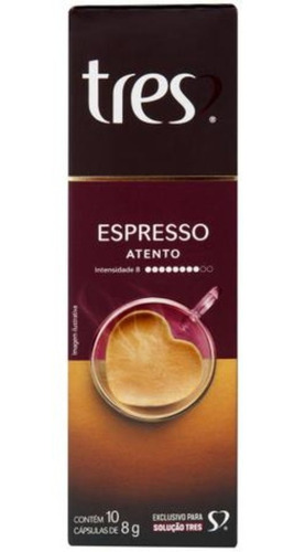 Café Espresso Atento Três Corações Em Cápsula Sem Glutén 10u