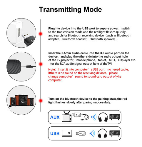 4 Adaptador De Receptor Y Transmisor Bluetooth 5,0